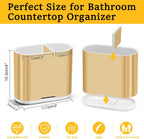 Chintu Toothbrush and Toothpaste Holder with Divider for Bathroom Countertop Organizer, Detachable for Easy Clean,Kids Electric Toothbrush Holders Storage Caddy for Family (Gold)