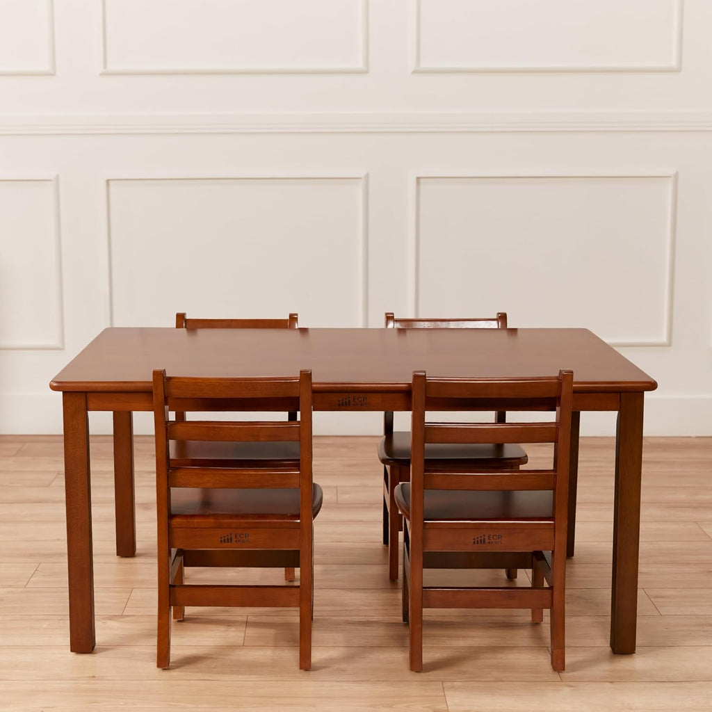 ECR4Kids 30in x 48in Rectangular Hardwood Table with 22in Legs, Kids Furniture, Dark Walnut