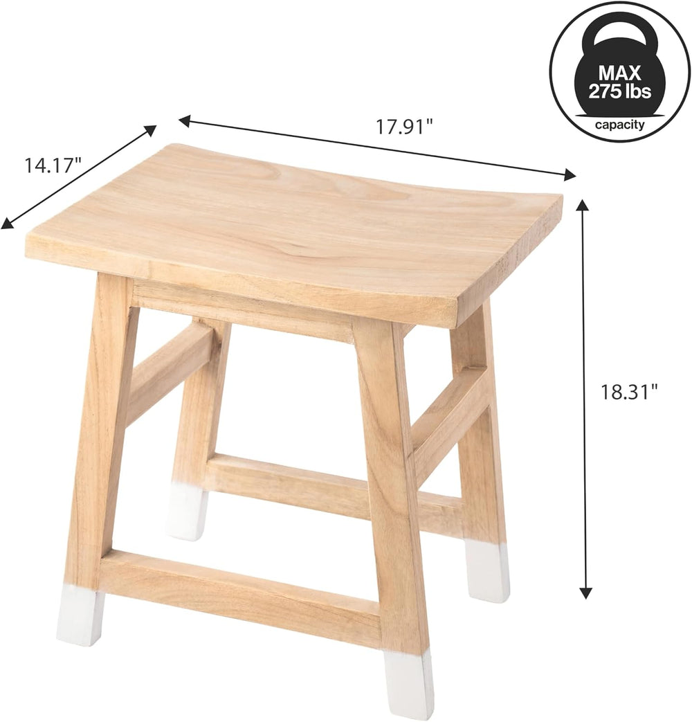 JONATHAN Y Finesse Handcrafted Solid Wood Accent Stool, 18" Backless Van...
