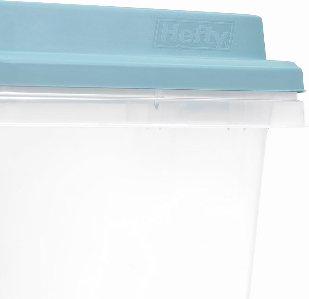 Hefty HI-RISE 72 Qt Large Plastic Storage Bins with Lids, 6 Pack Stackable Containers with Secure Latching Handles, Clear Storage Totes for Garage, Closet, Basement, Clothes and Household Organization