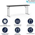 Flash Furniture Kathryn 6' Rectangular Plastic Folding Table, Long Plastic Foldable Table for Indoor/Outdoor Events, Black