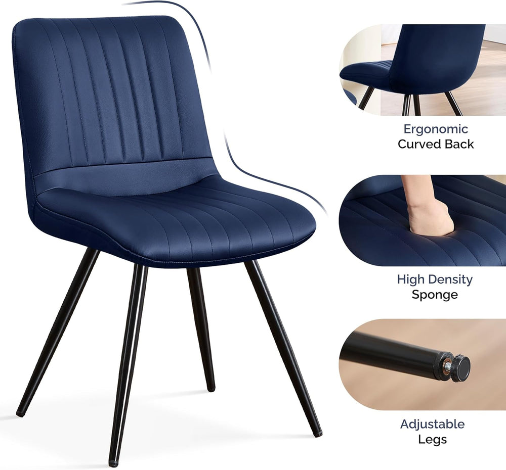 Dining Chairs Set of 2, Modern Dining Chairs with Thick Cushions, Faux Leathe...