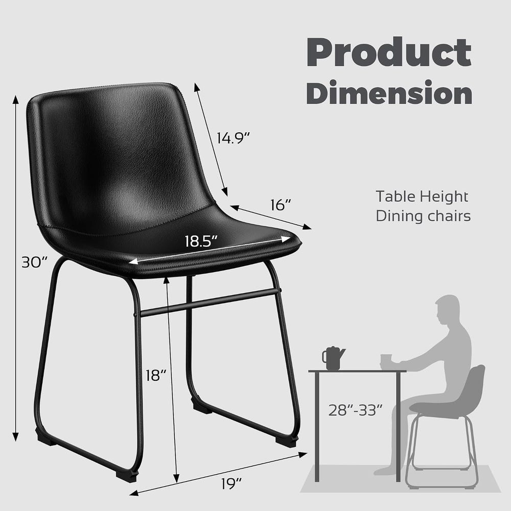 Dining Chairs Set of 6, 18 Inch Kitchen Chairs with Back, Faux Leather Armles...