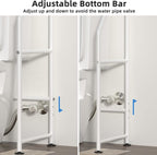 3-Tier Over The Toilet Storage, Freestanding Metal Bathroom Shelves, Space Saver Above The Over Toilet Storage Shelf for Bathroom (White)