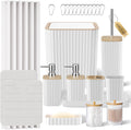 Bathroom Set - 25PC White Bathroom Set with Shower Curtain and Rugs, Bathroom Accessories Set, White Shower Curtain Set with Bathroom Trash Can