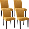 Watson & Whitely Upholstered Dining Chairs Set of 4, Fabric Armless Dining Room Chairs with Solid Wood Legs & Back Side Chair for Kitchen, Living Room, Restaurant, Bright Yellow