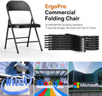SKONYON Folding Chair with Cushion, 450LBS, PU Padded Metal Chair, Black | Portable single foldable chair with padded seat & back, steel frame, for indoor outdoor events, office, wedding & party