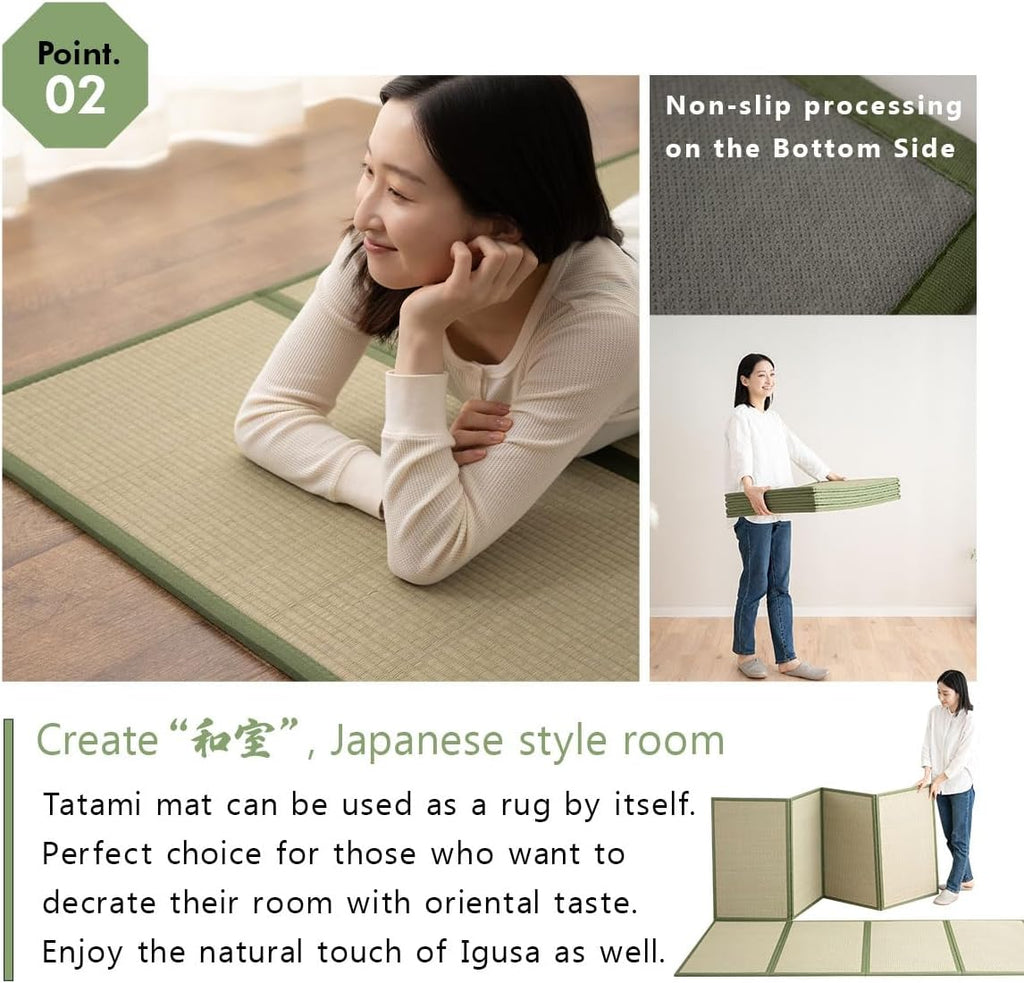 EMOOR Japanese Futon Mattress Premium CLASSE and Tatami Mat Set Queen, Floor Sleeping Mat Sikibuton Igusa Natural Cotton