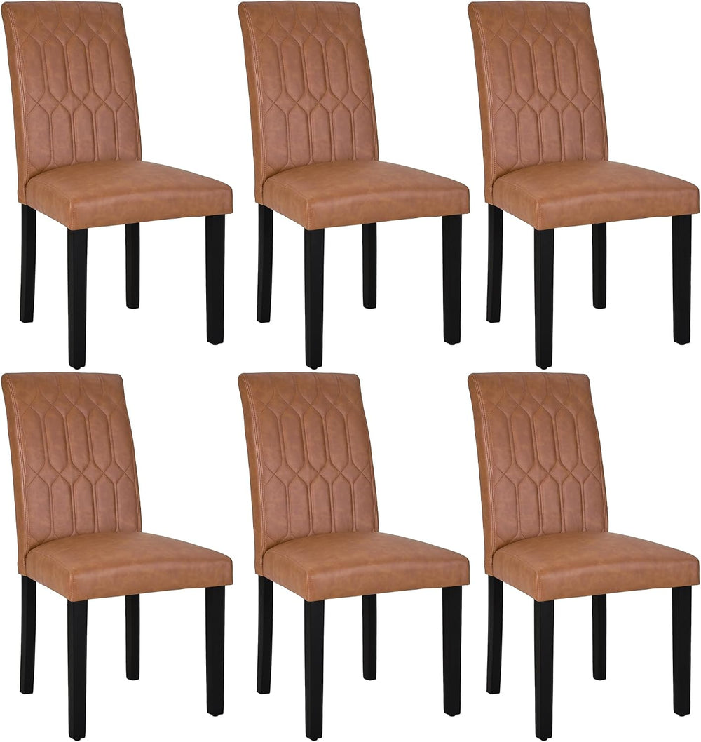 VECELO Upholstered Dining Chairs Set of 6, Modern PU Leather Accent Parsons, ...