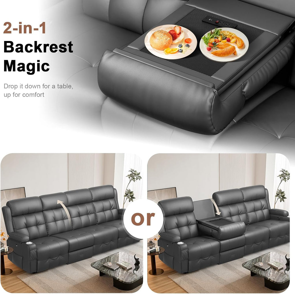 Recliner Sofa, Massage Flip Back Reclining Sofa 4 Seater Sets Heavy Weight Capacity, RV Loveseat Clearance, Recliner Couch with Storage, Cup Holders, Wall Hugger Couches for Living Room