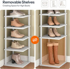 HOOBRO Vertical Shoe Rack, 8-Tier Narrow Shoe Shelf, Shoe Storage Organizer for Small Space, 11" L x 11" W x 53" H, Closet, Entryway, Hallway, Bedroom, White WW22XJ01