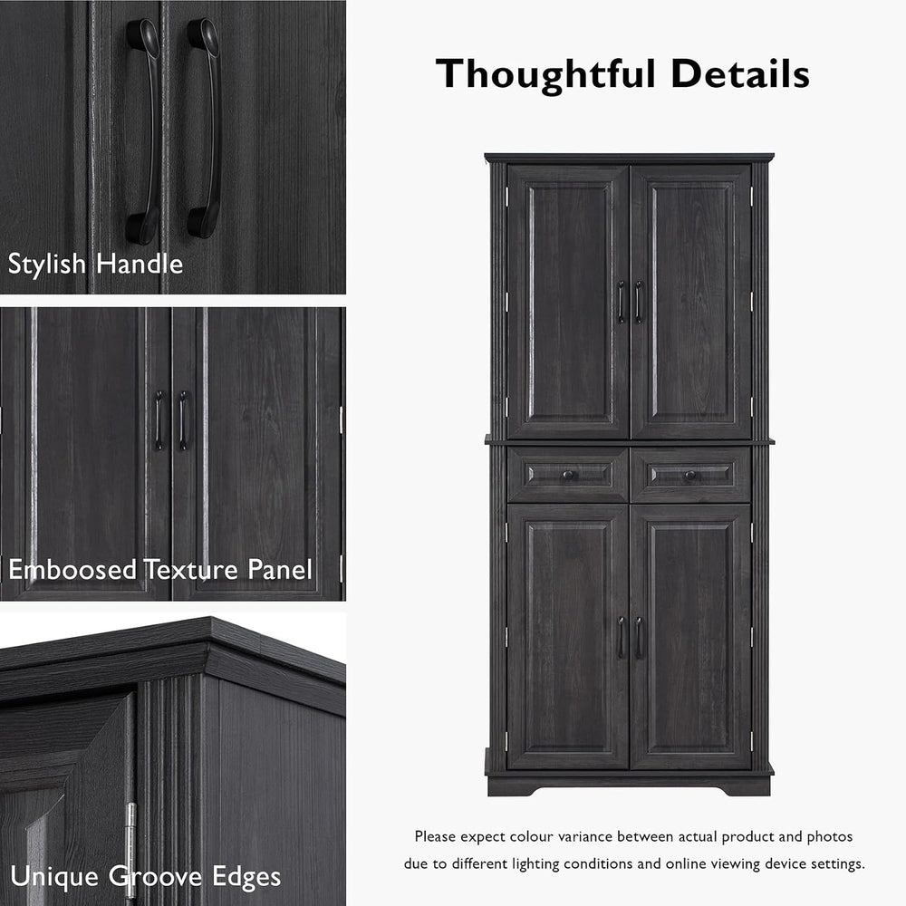 71.2" Tall Kitchen Pantry Cabinet, Farmhouse Wood Pantry with 4 Doors an...