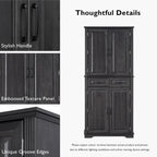 71" Tall Kitchen Pantry Cabinet with 6 Doors & 2 Drawers, Farmhouse Cupboard Storage Cabinet with 6 Door Shelves & 3 Pull Out Cabinet Organizers, Freestanding Sideboard for Kitchen, Dining Room