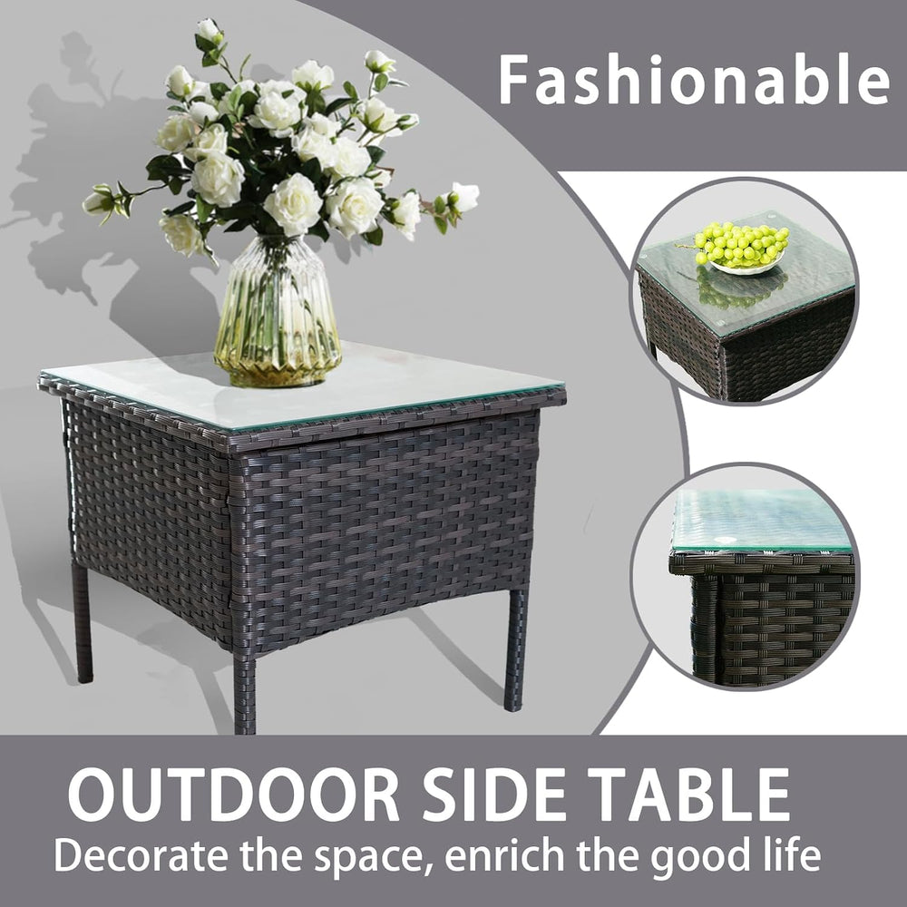 Outdoor Patio Wicker Table,Rattan Side Table,Modern Patio End Side Table with...