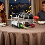 Buruis 6-Bottle Countertop Wine Rack, Metal Wine Bottle Holder, Chrome | No Assembly Required, Space-Saving Wine Storage, Kitchen Bar Organizer, Red & White Wine Display, Modern Home Decor