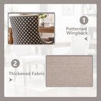 Modern Dining Chairs Set of 2, High Back Dining Chairs Side Chairs with Solid Wood Legs, Upholstered Fabric Dining Room Chairs for Dining Room Kitchen, Beige and Patterned