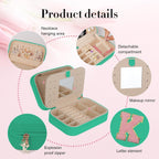 TopPerfekt Travel Jewelry Case, Jewelry Box with Mirror, Jewelry Organizer Bridal Shower Gifts to Her, Earring Storage Travel Case, Trendy Gift for Women and Girls, Girlfriend-Letter K, Green