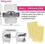 Combo 5 Slot Broom Holder w/ 1 Self Adhesive Mop Gripper No-Drilling, Wall Mount Tool Organizers For Kitchen, Garage, Laundry Room- Anti-Slip Hanger For Brooms, Mops, Rakes, Dustpans (Grey / White)
