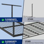 FLEXIMOUNTS 4x4 Overhead Garage Storage Rack, Adjustable Organization System, Heavy-Duty Metal Ceiling Racks, 350lbs Weight Capacity, Black, Classic Series