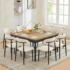 UVV Dining Chairs Set of 8, Metal Kitchen Chairs with Modern Fabric Upholstered for Dining Room, Beige