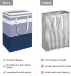 HomeHacks 2-Pack Large Laundry Basket, Waterproof, Freestanding Laundry Hamper, Collapsible Tall Clothes Hamper with Extended Handles for Clothes Toys in the Dorm and Family (Blue, 75L)