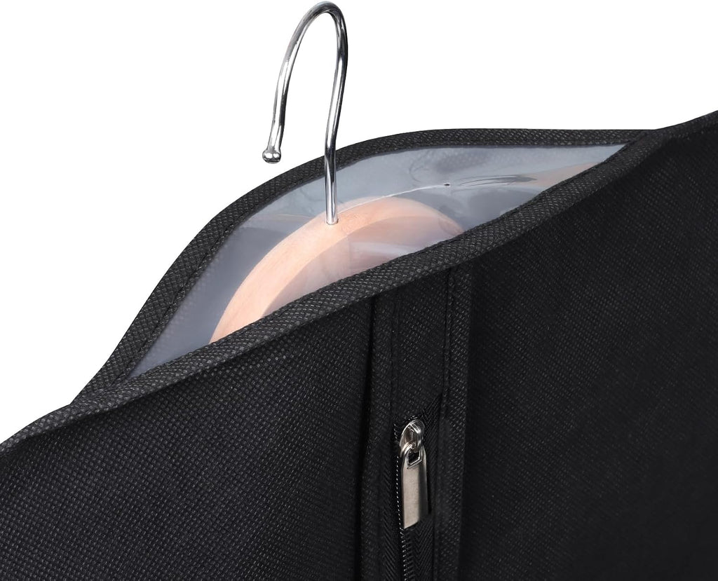 Syeeiex 72 Inch Dress Bags for Gowns, Dress Garment Bag, Set of 3, Black | Breathable Suit Bag, Dustproof Hanging Garment Bag, Clear Window and ID Card Holder for Fur Coat and Long Dress Gown