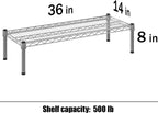 14" Deep x 36" Wide x 8" Height 1-Tier Wire Shelving Kit | NSF Commercial Storage Rack Unit