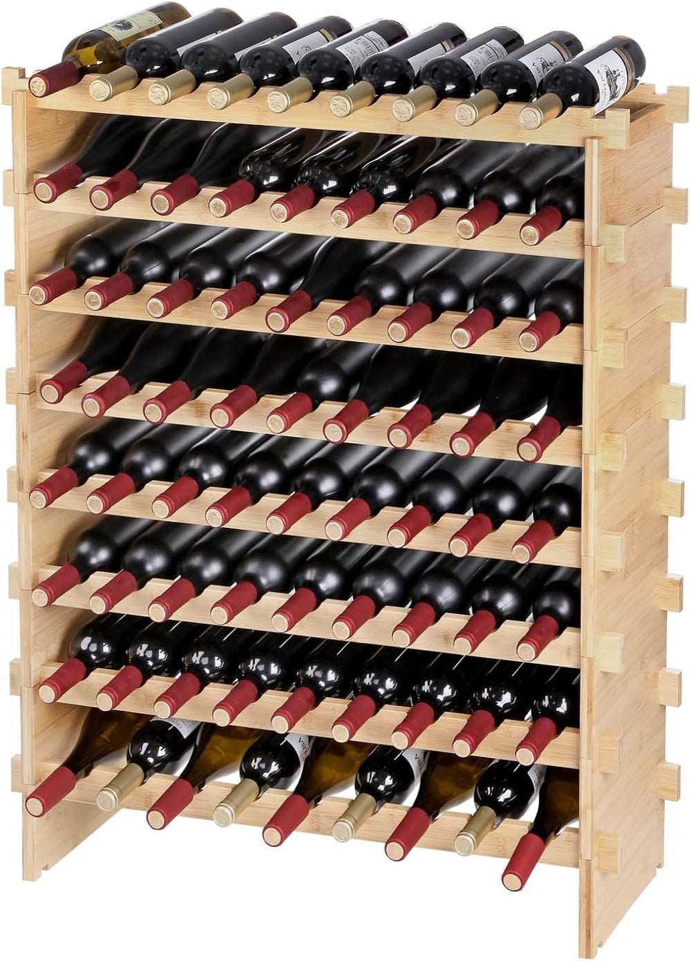 VEVOR 8-Tier 72 Bottles Stackable Modular Wine Rack, Freestanding Wines Holde...
