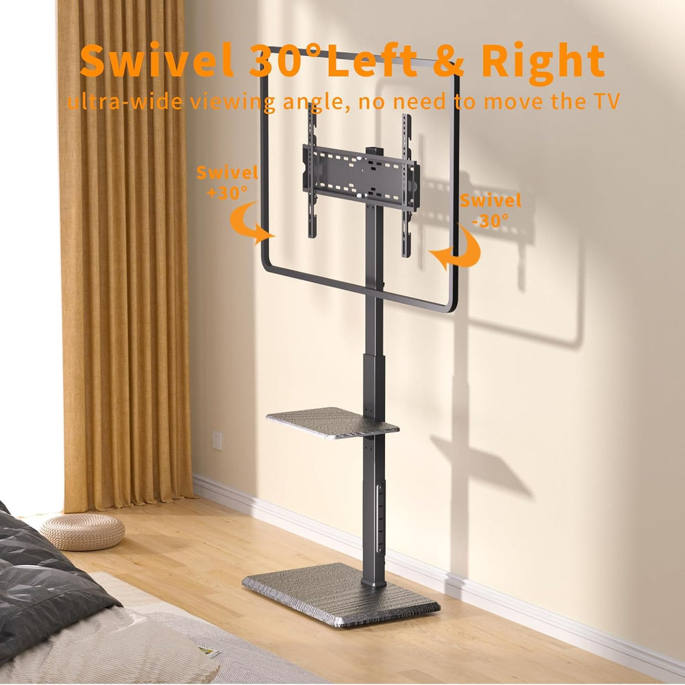 TV Floor Stand with Power Outlet & Removable Shelf for 32-75 Inch TVs | 1...