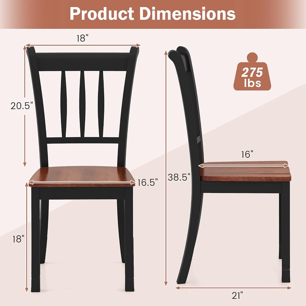 POWERSTONE Dining Chairs Set of 6, Rubberwood Kitchen Chairs, Black | Farmhou...