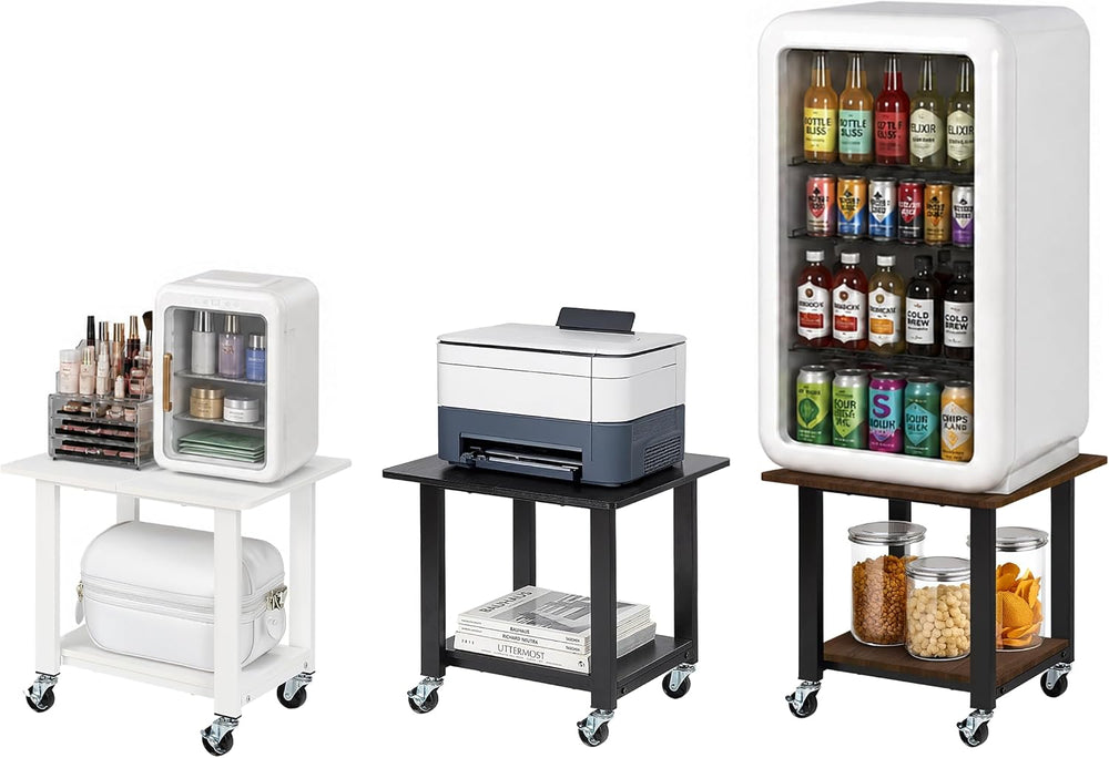 SunnyPoint 2-Tier Mobile Stand with Lockable Wheels — Printer Cart, Mini Frid...