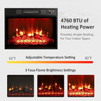 Naice 72" Electric Fireplace with Mantel and Cabinets, LED Light Fireplace TV Stand for TVs up to 80", 3D Realistic Flame Heater with Stacked Stone Surround for Living Room