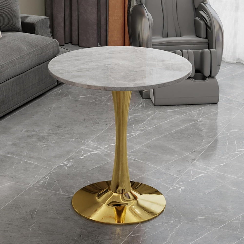 JOSHEN 28" Marble-Effect Bedside Table, Small Sofa Side Tables with Stab...
