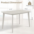 47'' Solid Wood Dining Table for 4-6, Farmhouse Kitchen Table for Kitchen, Dining Room, Restaurant, Natural Eco-Friendly, Washed Gray