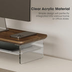 Fenge Acrylic Monitor Stand Riser, 23.6 Inches Monitor Stand with Metal Storage, 2 Tier Acrylic Computer Riser for Desk, Clear Laptop Stand for PC, Laptop, Printer, TV