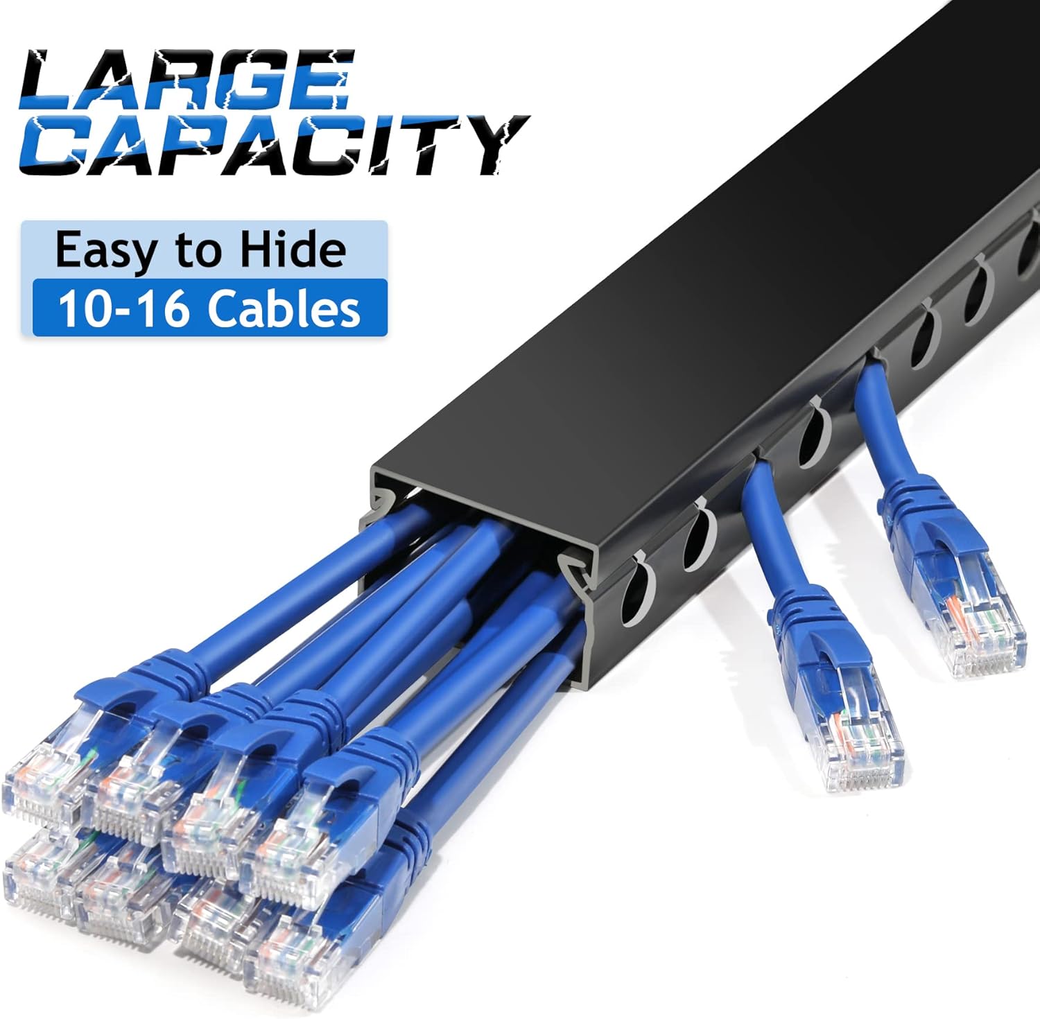 ZhiYo Cable Raceway 78in(2xL39in), Server Rack Cable Management Under Desk Cord Organizer, Electrical Safe PVC Cable Channel Open Slot Wire Raceway for Network/PC/TVs, Wire Duct H1 x W1.6in Black