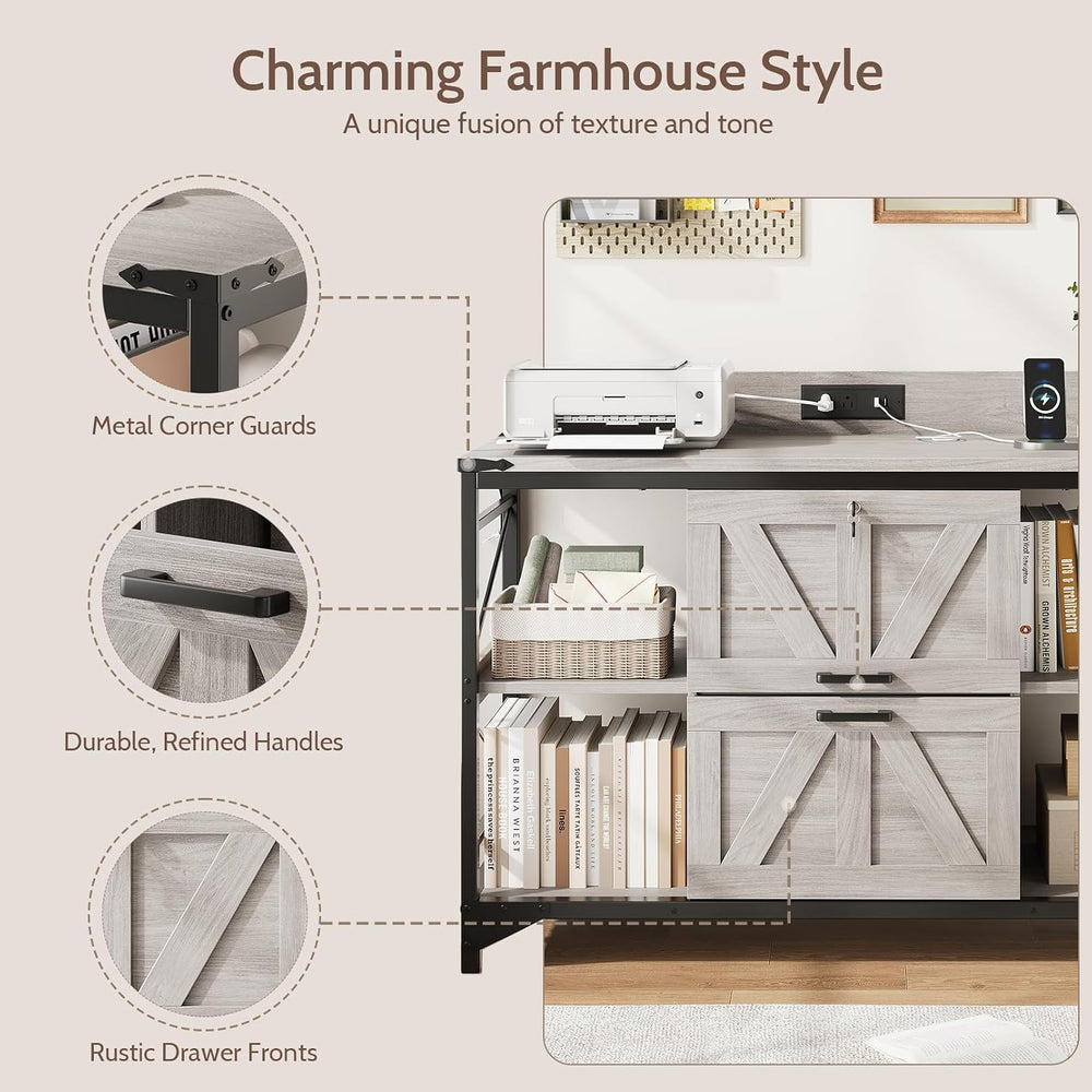 44" File Cabinet, Lateral Filing Cabinet for Home Office with 2 Drawers,...