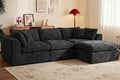110'' Oversized Cloud Sectional Boneless Couch for Living Room, Modern Big Compressed L Shape Couch with Ottoman & 2 Throw Pillows, Comfy Chenille Deep Seat Memory Foam Spineless 4 Seater Sofa,Black | No Assembly Needed, Premium Chenille, Flexible Modu...