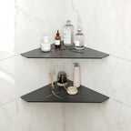 FerdY 2-Pack 10" Matte Black Recessed Corner Shower Shelf, for Tiled Bathroom Walls, Floating Shower Shelf, 304 Stainless Steel Shower Caddy Storage Shelves, No Drilling Required, Irregular Diamond