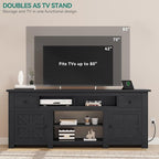 YITAHOME TV Stand for 75/80 Inch TV, Entertainment Center, TV Cabinet with Drawers and Power Outlet, Black TV Console for Living Room Furniture (70 Inch Lenght 30 Inch High)