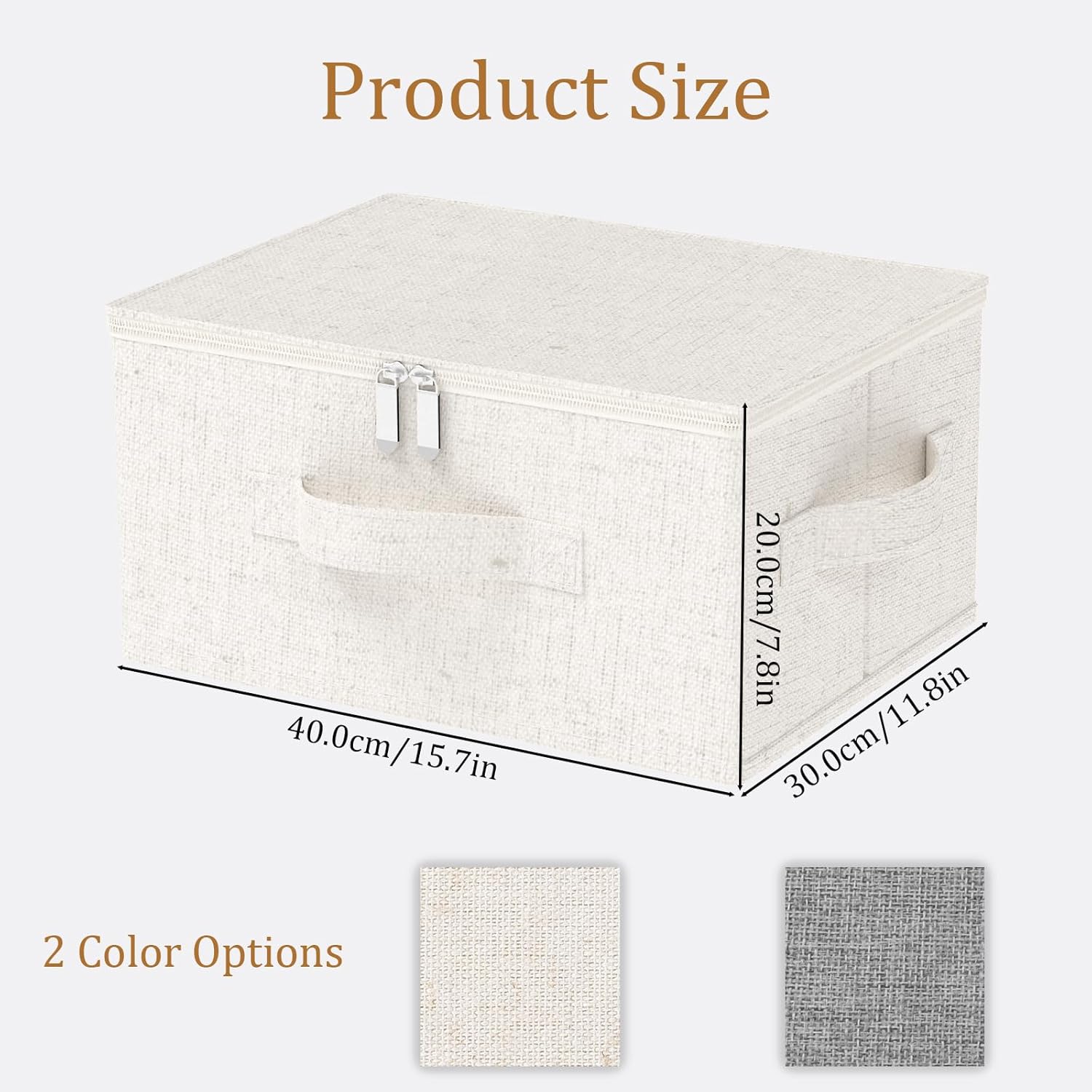 Underbed Storage Cube, Closet Organizer with Lid, Foldable Home Container Bags for Organizing Clothes, Shoes, Blankets, Pillows, 15.7x11.8x7.8Inches, Beige, 2 Pack
