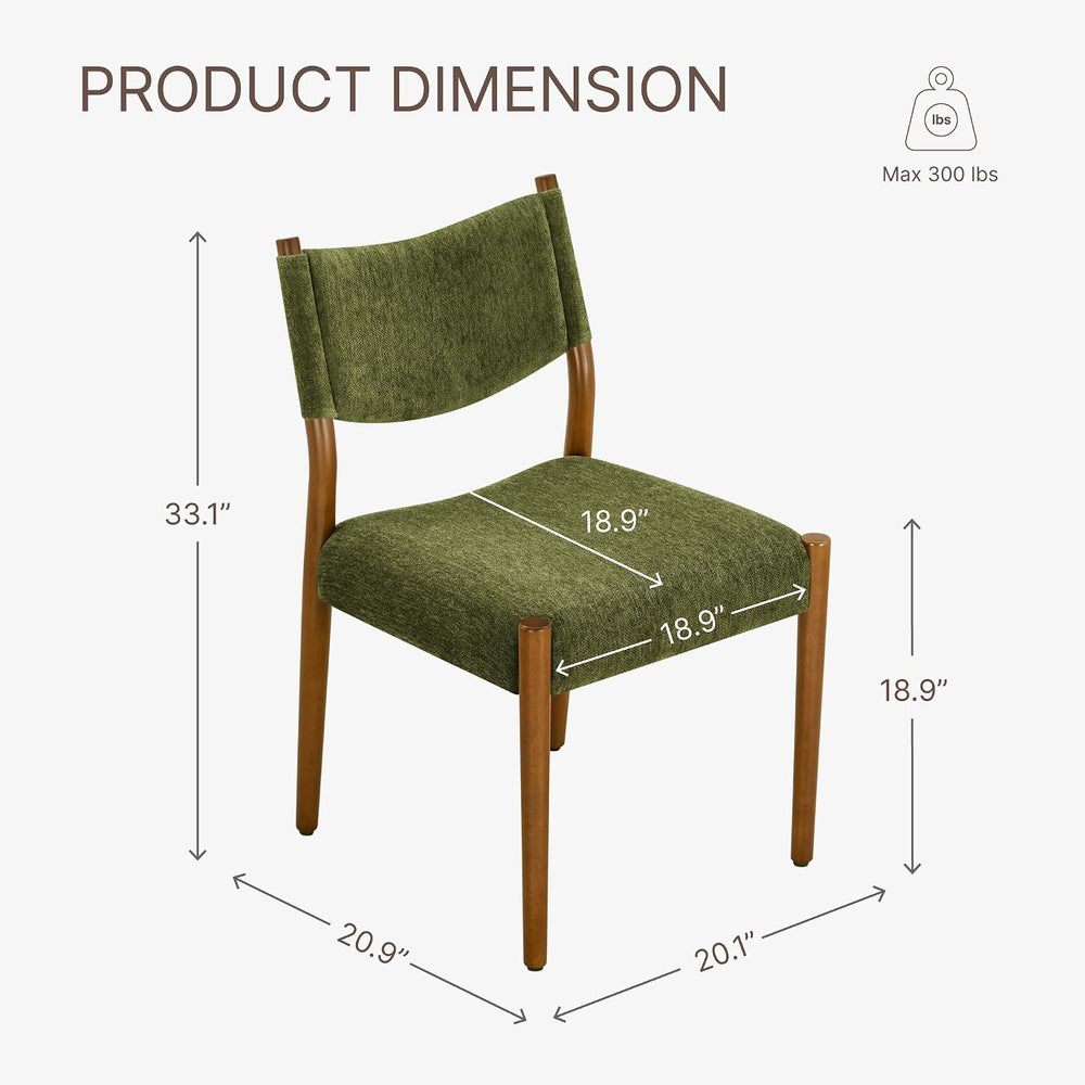 KISLOT Dining Chairs Set of 2, Ergonomic Upholstered Wood Chairs, Green | Mid...
