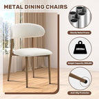 UVV Dining Chairs Set of 4, Metal Kitchen Chairs with Modern Fabric Upholstered for Dining Room, Beige