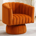 Swivel Accent Barrel Chair, Cute Comfy Small Round 360° Arm Chair, Velvet Sofa Club Reading Chair for Living Room, Bedroom, Office, Orange