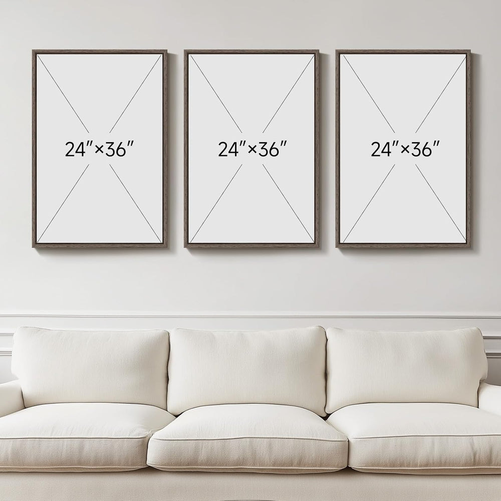 3 Piece Large Framed Colorful Tree Ring Wall Art for Living Room, 24x36 In