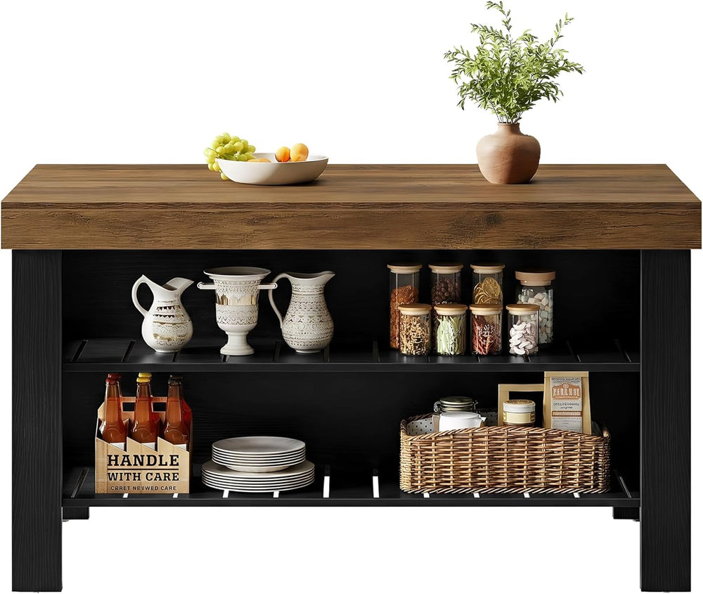 Tribesigns Kitchen Island with Storage and Seating, Farmhouse Large Stationar...