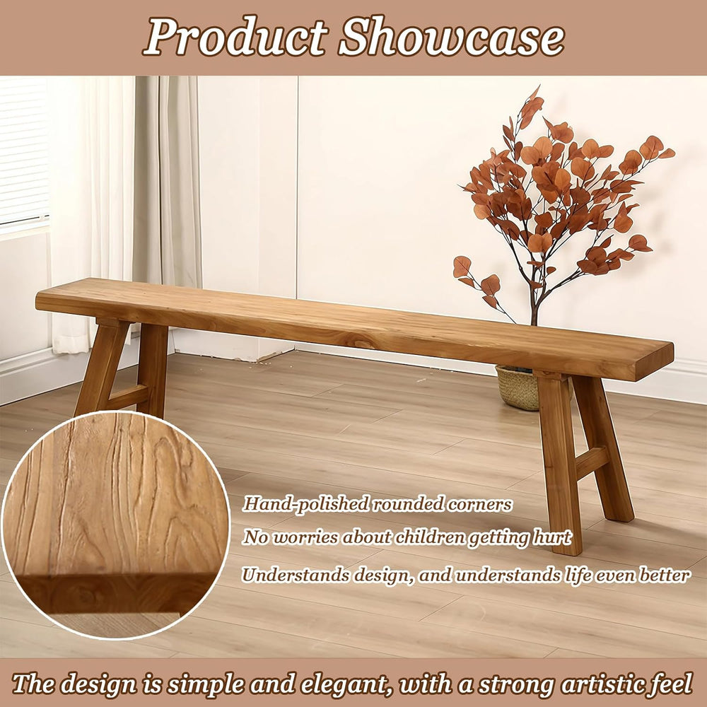 32” Farmhouse Wooden Living Room Dining Indoor Multifunctional Elm Benches Wo...