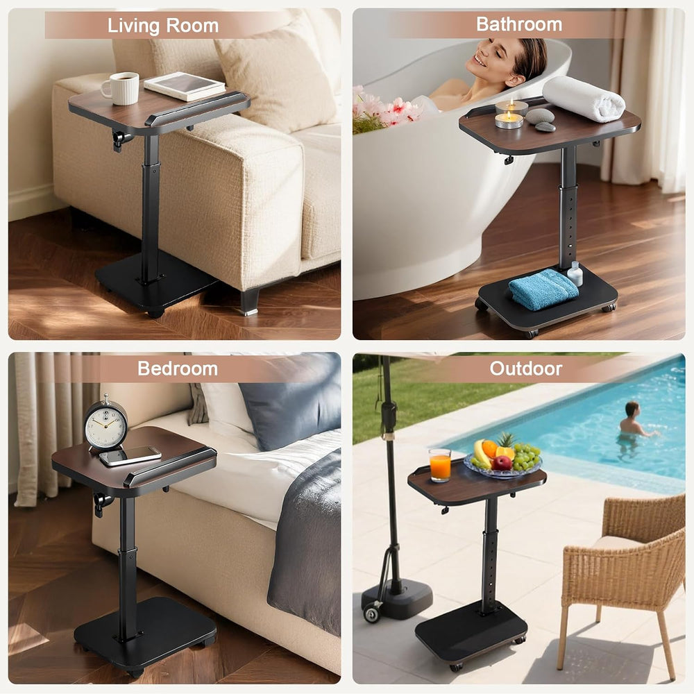 C Table End Table Adjustable Height, Rolling TV Tray Table for Small Spaces 1...