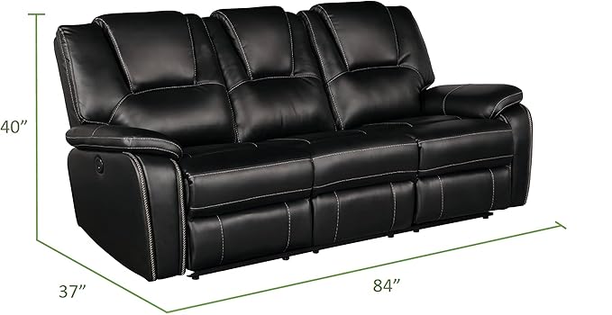 Faux Leather Recliner Sofa Furniture Set for Living Room, Recliner Chair, Manual Loveseat, 3 Seat Recliniing Sofa Couch Set for Meeting Room,Black