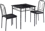 VECELO 3 Piece Dining Table Set for 2, Dinette with Chairs for Kitchen, Breakfast Nook, Small Space,Easy Assembly